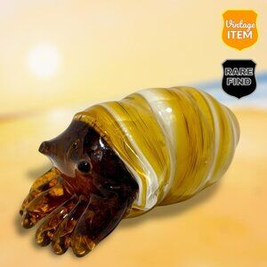 Art Glass Vintage Hermit Crab 6” Figurine Murano Style Art Glass Home Decor.
